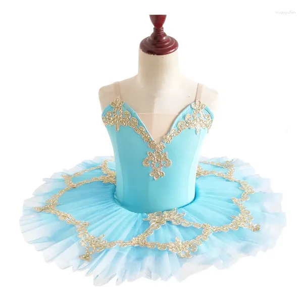 Stage Wear 2024 Ballerina per ragazze Vestito da balletto con strass Decro Design con fiocco Gonna in tulle a maniche corte Performance Princess