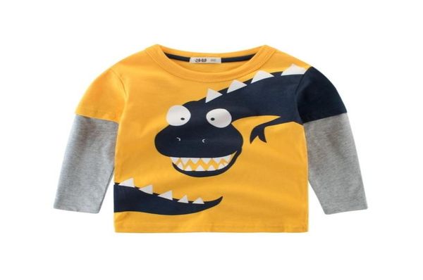 Crianças Roupas Menino Casual Algodão Camiseta Primavera Desenhos Animados Dinossauro Imprimir Manga Completa Crianças Meninos Tops O Pescoço Tees Meninos Camiseta 2107132058479