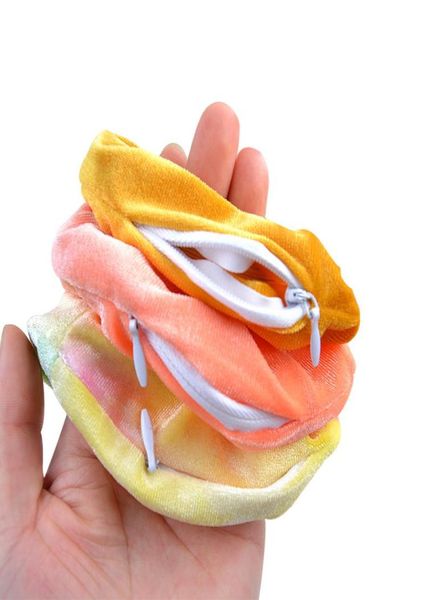 20 pçs direto da fábrica tie dye zíper scrunchie acessórios femininos elásticos laços de cabelo grande bolso veludo scrunchies4562523