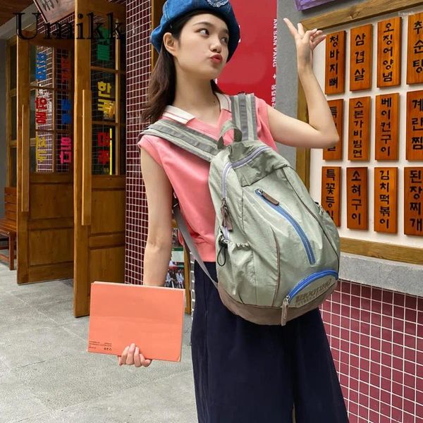 Borse da scuola Borsa a tracolla in nylon Borse vintage casual Zaino da studente morbido in tinta unita per viaggi in ufficio coreano