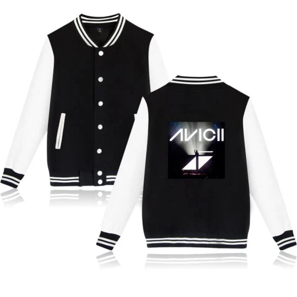 Giacche Nuova giacca da baseball autunnale Studenti Adolescenti Felpa con maniche a costine stile preppy Giacca bomber con stampa DJ Avicii Abbigliamento di marca