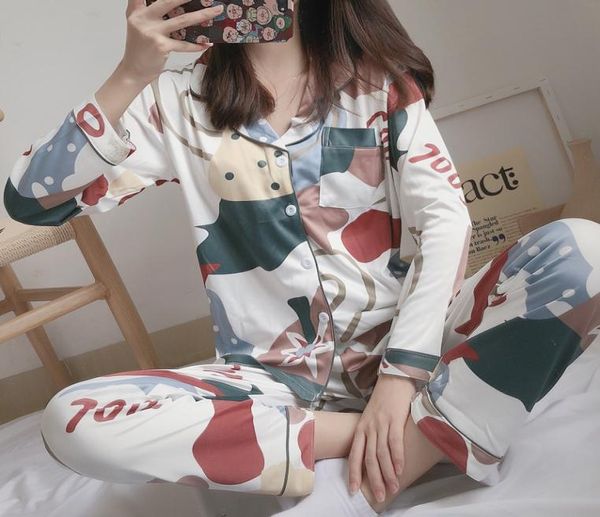 Women039s Sleepwear Pigiama sexy Set manica lunga Top Pantaloni Autunno Inverno Carino 2 pezzi Pigiama Pj Set Ladies Cute Homewear T1895193