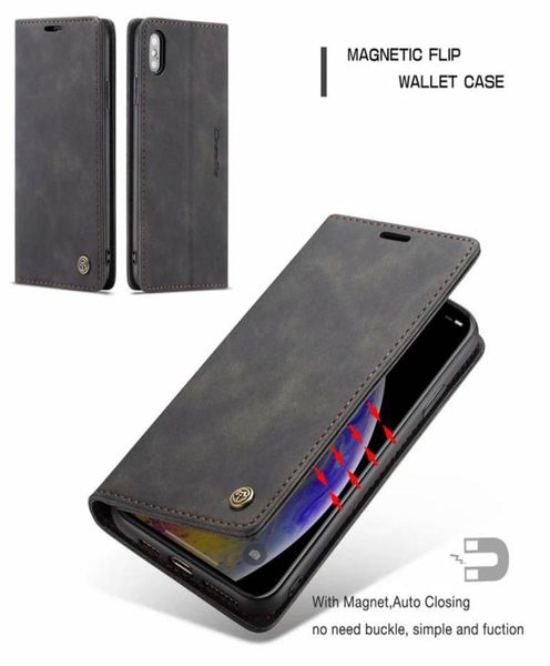 CaseMe Leder Wallet Case für iPhone 13 12 11Pro Max XS XR 8 7 6S Plus Magnetverschluss ID Slot Flip Cover2241010