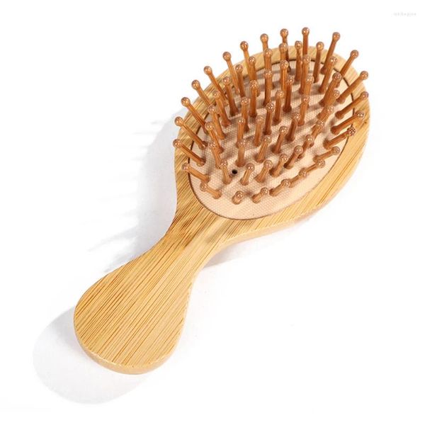 Set di accessori da bagno Spazzola per capelli per massaggio in bambù Pettine districante antistatico Riduce la perdita di accessori per taglio di capelli con cuscino d'aria