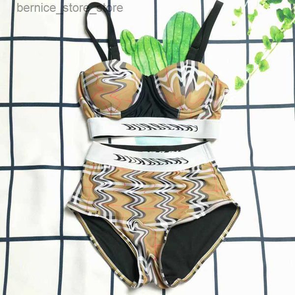 Mulheres Swimwear Designer Hot Vender Bikini Mulher Sense Beach Swim Wear Terno de Verão Sexy Sling Strap Bur Design Padrão Xadrez Maiô de Alta Qualidade Mulheres Q240306