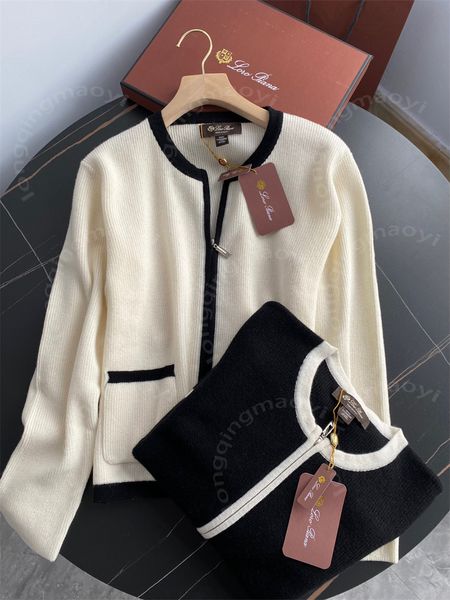 Женский кардиган, весенний лоро-пианино, кашемировый черно-белый свитер с длинными рукавами
