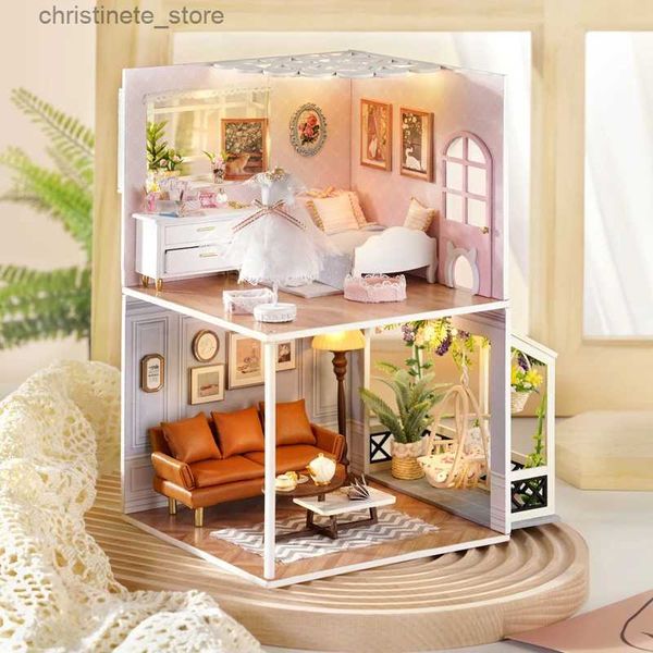 Arquitetura/casa diy artesanal diy crianças e meninas casa de boneca pequena casa modelo adulto criativo quebra-cabeça artesanato brinquedos 12 + presentes de aniversário