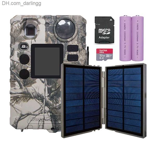 Câmeras de caça Câmeras de caça Boly BG310-FPS painel solar visão noturna 100 pés 0,7 câmera de jogo de trilha de caça completa bateria de cartão TF incluindo armadilhas fotográficas Q240306