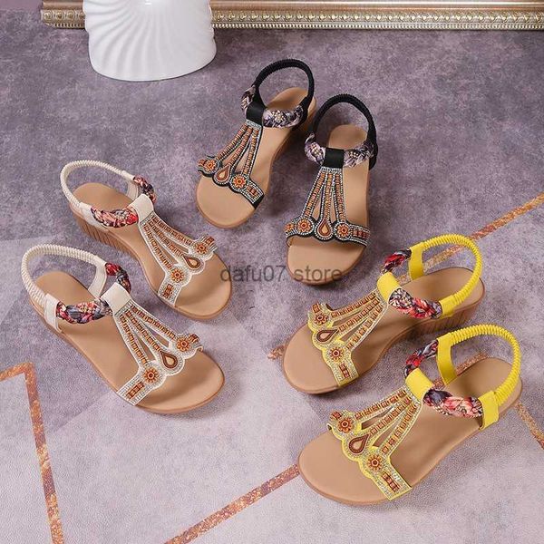 Sandali 2023 New Large Roman Womens Summer Flat Bottom Open Toe Bohemian Fashion Beach ShoesH240306