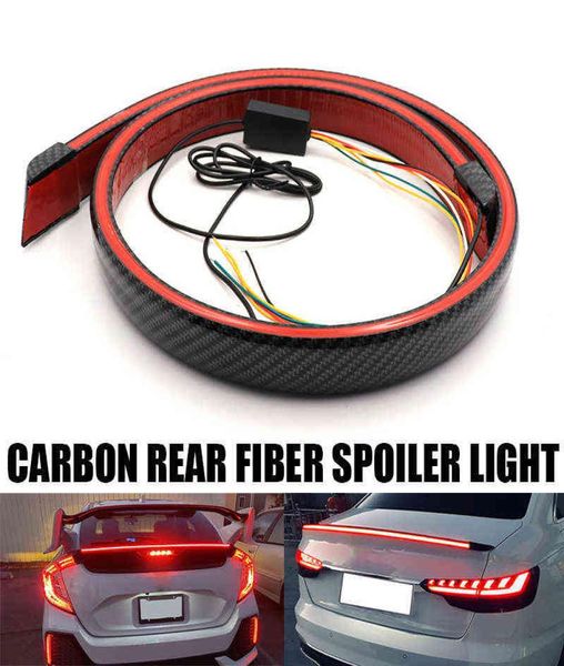 Universal de fibra carbono multifuncional tronco spoilers tira luz led 12m exterior do carro spoiler traseiro sinal volta freio lamp4202909