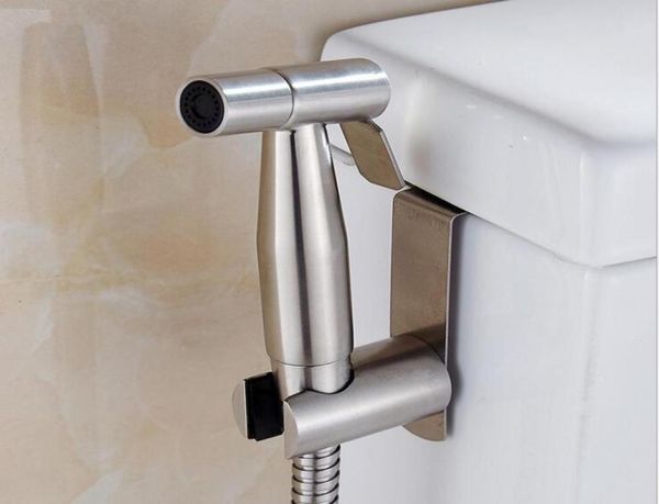 Hochwertiges Badezimmer-Hand-WC-Bidet-Sprayer Douche Shattaf Duschbrause Edelstahl-Schlauchhalter-Set aus gebürstetem Nickel Fi7855139