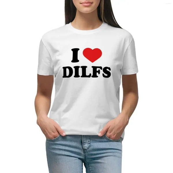 Polos femininos I Love Dilfs Camiseta Hippie Roupas Blusa Mulheres Engraçadas