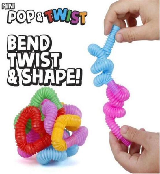 150 PZ Mini tubo Tubo Tubi Twist Giocattolo sensoriale Dito Divertimento Gioco Stress Ansia Sollievo Tubi di compressione Stretch Telescopico Soffietto Estensione Tubo a molla3347264