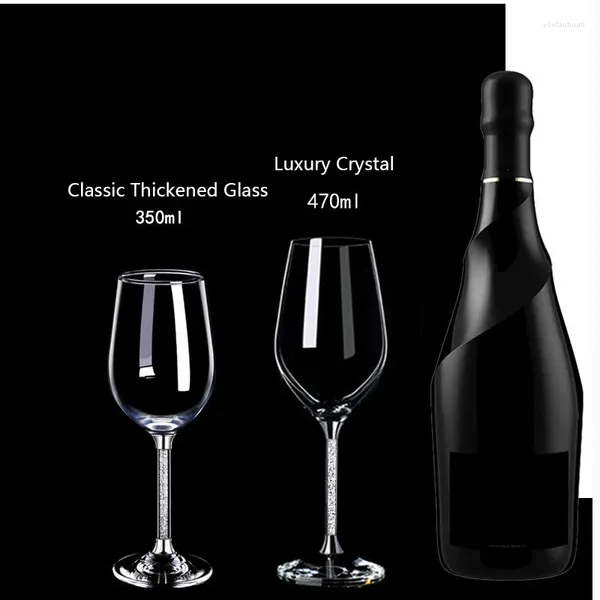 Bicchieri da vino 2 pezzi Bicchieri in vetro trasparente soffiato a mano senza piombo, buoni regali per la festa di decorazione domestica del gusto di anniversario di matrimonio