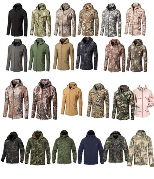 Ao ar livre com capuz jaqueta softshell floresta caça tiro roupas tático camo casaco roupas de combate camuflagem no052012535447