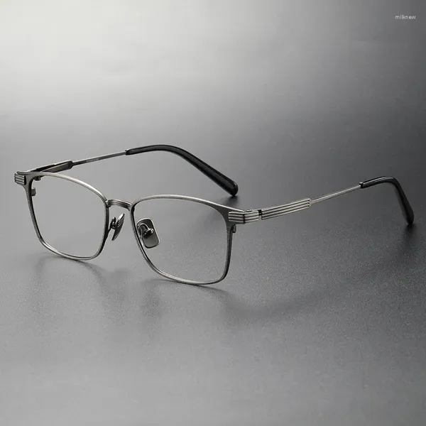 Sonnenbrillenrahmen Japanische handgemachte Titanbrille Männer Frauen Vintage Rechteck Business Brillen Myopie verschreibungspflichtige Brillen