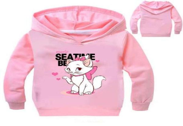 Novo bonito marie gato impressão camisolas para meninas manga longa inverno hoodies crianças camisola dos desenhos animados anime tshirt para lolita crianças 9102260