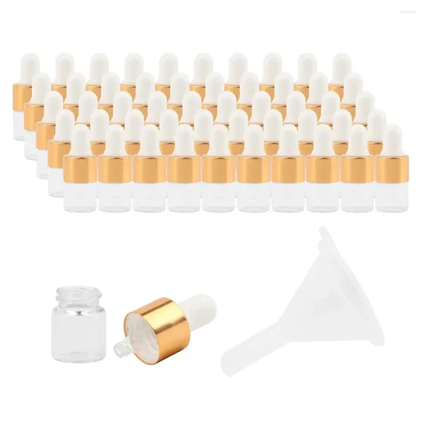 Frascos de armazenamento 50pcs 1/2/3 ml âmbar / claro mini frasco conta-gotas de vidro recarregável frasco de amostra pequeno óleo essencial perfume recipiente líquido