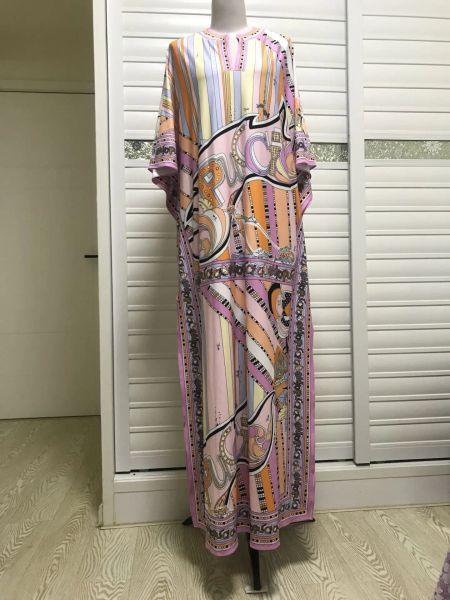Vestido feminino novo solto grande código estilo grego vestido de jérsei de seda estampado de alta qualidade