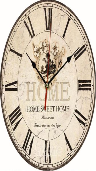 Большие винтажные деревянные настенные часы с цветком, кухонные антикварные потертые шик, ретро3926415
