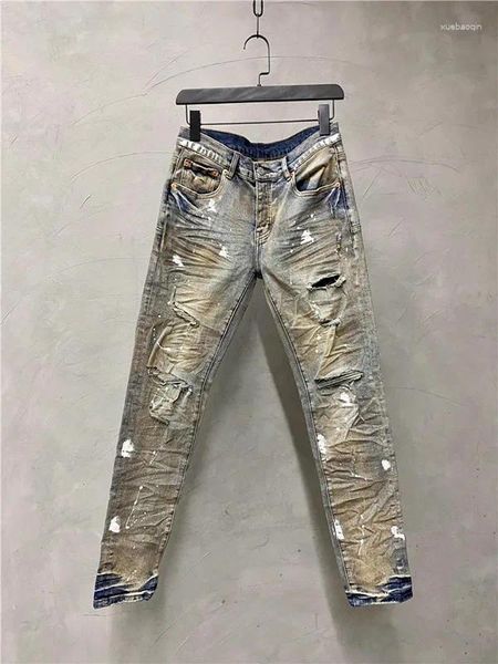 Jeans masculinos C0269 Moda 2024 Pista Luxo Design Europeu Roupas Estilo Festa