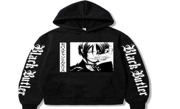 Japan Anime Black Butler Stampa Felpe con cappuccio da uomo Felpa Hip Hop Streetwear Pullover Felpa con cappuccio Y08048825238