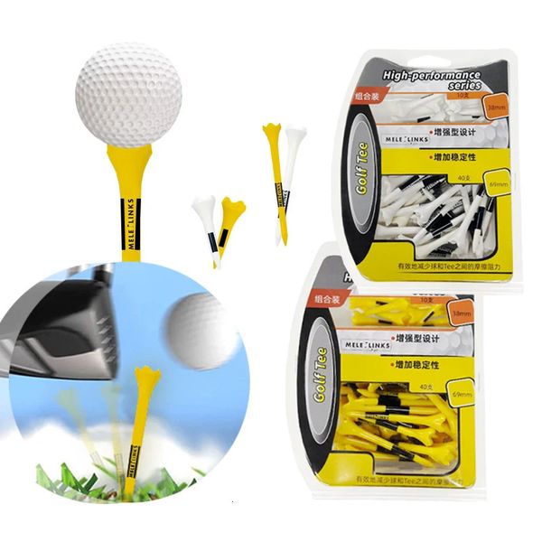 Camisetas de golfe super-tee 50 unidades/caixa incluem 69mm 38mm 2 tamanhos melhoram a estabilidade hit maior distância ao ar livre para golfista bola de golfe t 240304