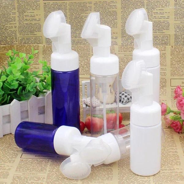 Bottiglie di stoccaggio 100ml 200ML Bottiglia in PET schiumogeno trasparente/bianco/blu con spazzola per pompa utilizzata per dispenser o sapone 50 pezzi