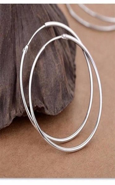 Orecchini Hoop Huggie in argento sterling 925 Orecchini grandi per donna Matrimonio Cerchio rotondo in argento 2211086699406