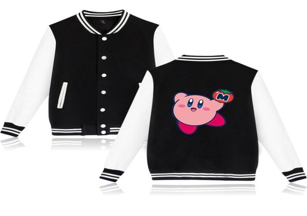 Bonito Kirby Star Uniforme de Beisebol Jaqueta de Lã Mulheres Homens Streetwear Hip Hop Manga Longa Rosa Hoodies Moletom Agasalho Casual808883776