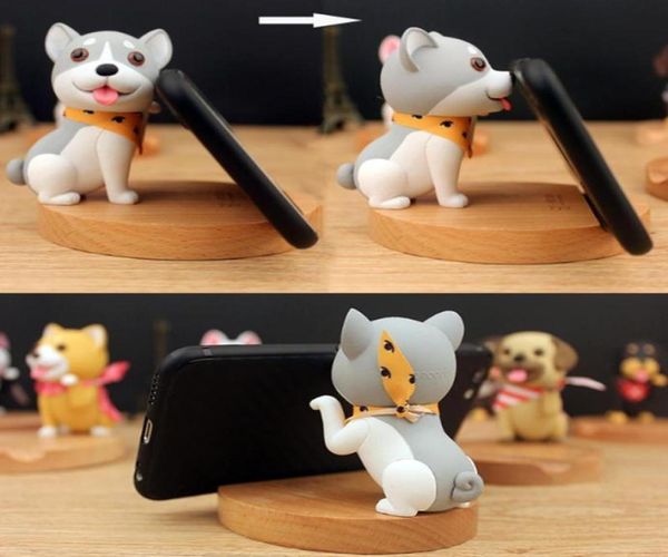 Ahşap sevimli köpek yavrusu cep telefonu tutucu standı masaüstü dekor hediyeleri oyuncak creative4146635