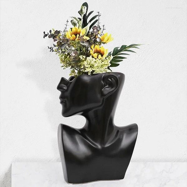 Vasos Nórdico Arte Moderna Figura Humana Sala de estar Flores Secas Vaso de Cerâmica Colar Brincos Modelo de Exibição Ornamentos Decoração de Casa Presentes