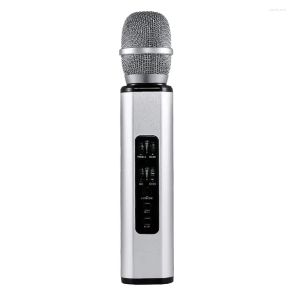 Microfoni Microfono karaoke Bluetooth wireless multifunzionale Doppi altoparlanti Microfono intelligente portatile per telefono cellulare