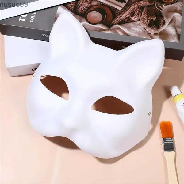 Máscaras de designer 5/1 pçs máscara japonesa meia face pintada à mão gato raposa máscara anime demon slayer masquerade festival de halloween cosplay prop