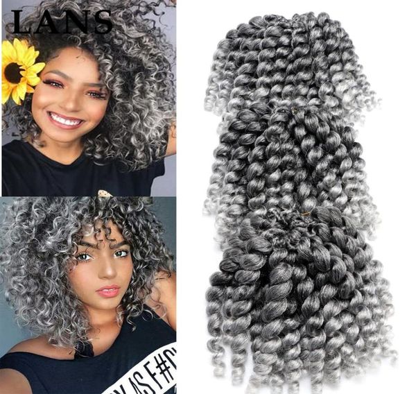 Lans Jamaikalı Bounce Tığ işi saç anlaşması 8 inç Jumpy Wand Curl Saç Kıvırcık Siyah kadınlar için 80GPCS LS089076423
