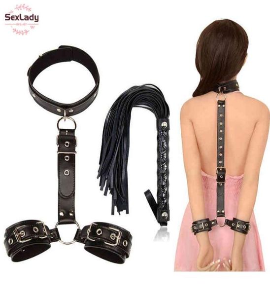 Giocattoli erotici del sesso Collo collare Manette Frusta per coppie Donna e adulto Gioco sexy BDSM Bondage Restraint Corda Accessori esotici6175231