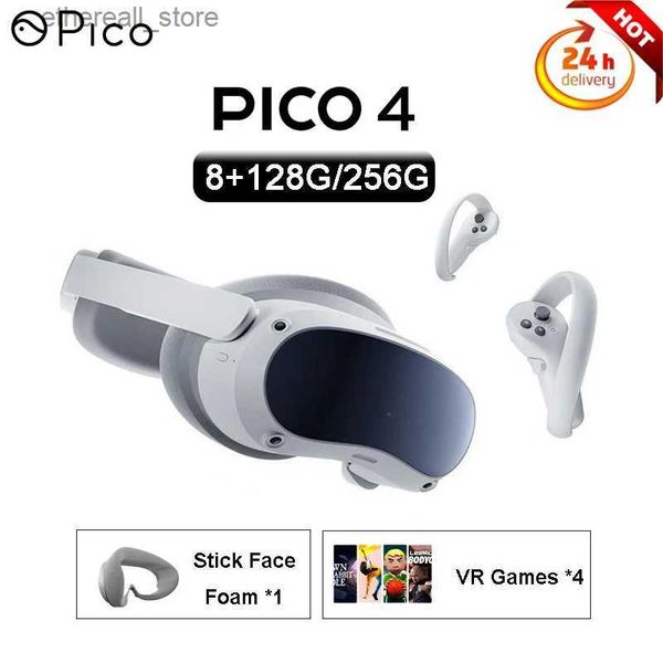 Dispositivos VR/AR Pico 4 VR Headworn Multi funcional Realidade Virtual Headworn Pico 4 para Metaverso e Streaming Gaming 4K + Display 3D VR Óculos 8 + 128G / 256G Q240306