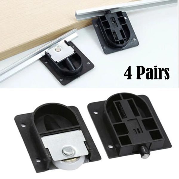 Tigelas de hardware de construção porta deslizante rolo roda móvel preto metal de alta qualidade tom prateado para abrir o armário
