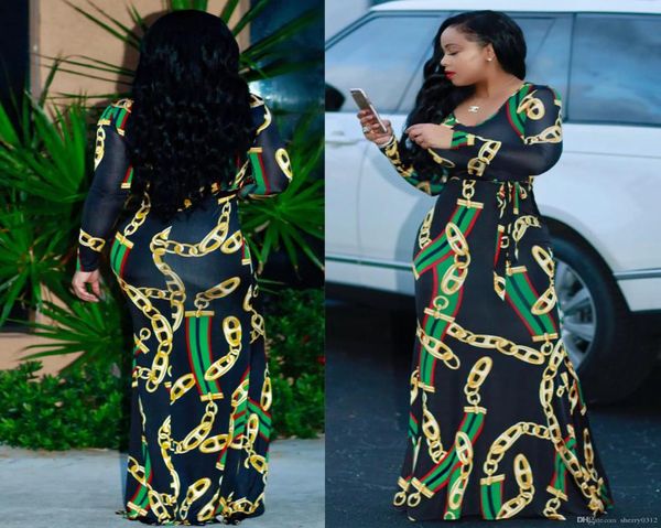 2019 yeni balo elbiseleri geleneksel Afrika baskı uzun elbise dashiki elastik zarif gece önlükleri vintage zincir basılı artı boyutu1440186