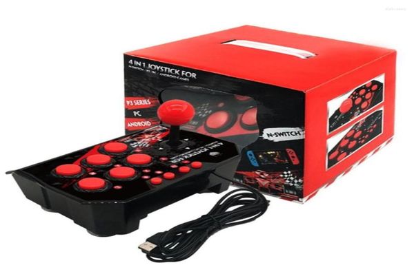 Controladores de jogo 4 em 1 USB Wired Joystick Retro Arcade Station Turbo Games Console Rocker Fighting Controller para PS3SwitchPAn1349212