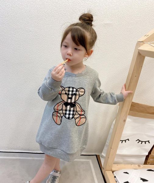 Designer Girls Felpa Dress 2021 moda bambini Orso Appliqued Casual Jumper Bambini Colletto tondo Abito a maniche lunghe A47134536240