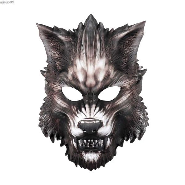 Máscaras de desenhista Halloween Lobo Máscara Meia Face EVA Lobisomem Assustador para Festa Adereços Filme Tema Traje Carnaval