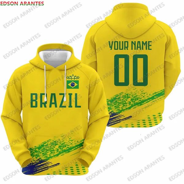 Benutzerdefinierte Brasilien Flagge Hoodie Sweatshirt Brasilianischen Trainingsanzug Brasilien Fußball Erwachsene Kinder Fans Jersey Tops Unisex Kleidung Übergroße 7XL 240226