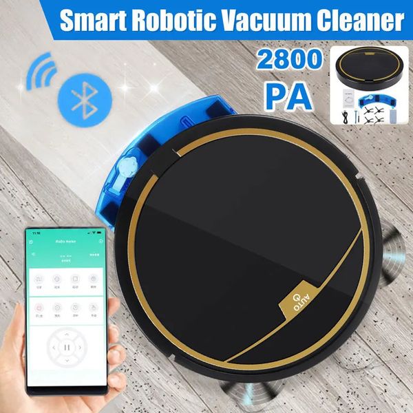 Robô aspirador de pó 2800PA Smart APP Controle Remoto Máquina de limpeza sem fio Plano automático Varredura de chão para aspirador de pó doméstico 240226