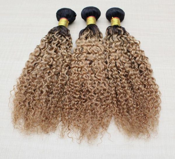 Jerry encaracolado ombre extensões de cabelo brasileiro onda do corpo cabelo humano tece dois tons trama 1b27 1b30 onda solta cabelo peruano bundles3315270