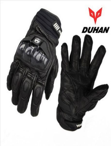 DUHAN Guanti in pelle da moto Guanti da uomo a dita intere Guanti da corsa fuoristrada in fibra di carbonio Guanti da moto Resistenza alla caduta M L X9618479