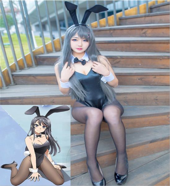 Bom rascal não sonha com coelho menina senpai mai sakurajima japonês couro pu maiô de uma peça fantasia cosplay8329066