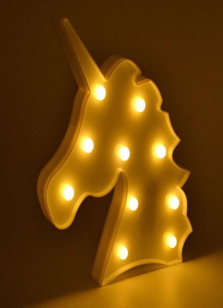 Unicornio Led Night Lights Unicorn Party 3D Lampada da tavolo a LED Novità Animal Marquee Sign Lettera Lampada Luminaria Baby Kids2143643