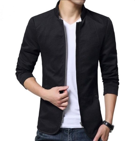 Chinesischen Stil Stehkragen Casual Blazer Männer Zipper Jacken Mäntel Herren Baumwolle Stehkragen Blazer Hombre Plus Größe 5XL 4XL 20117730415