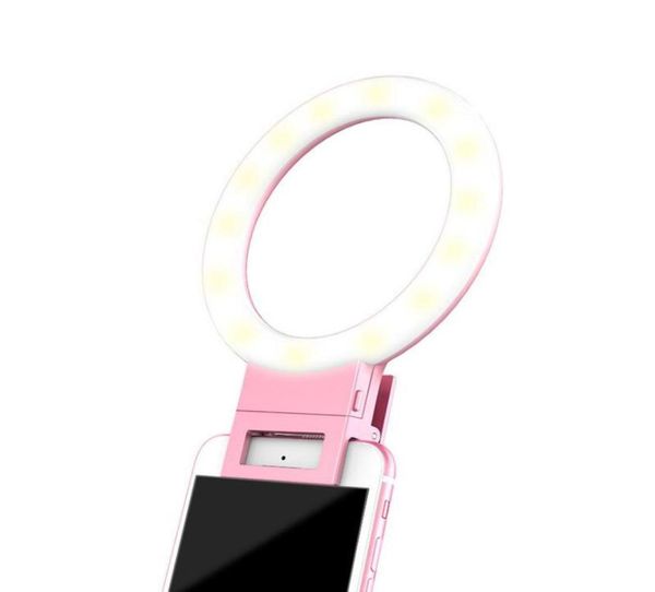 Selfie Ring Light Carica USB LED Selfie Light per iPhone Illuminazione di riempimento Night Darkness Light Ring LED per Smart Phone1105299